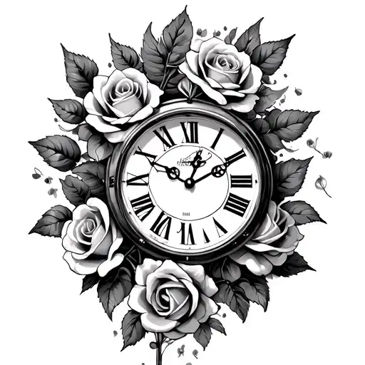 Clock With Roses Surrounding It