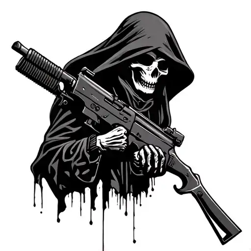 Grim Reaper Holding An Ar 15
