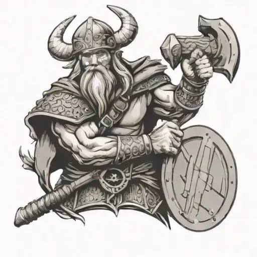 Viking Warrior Holding Hammer