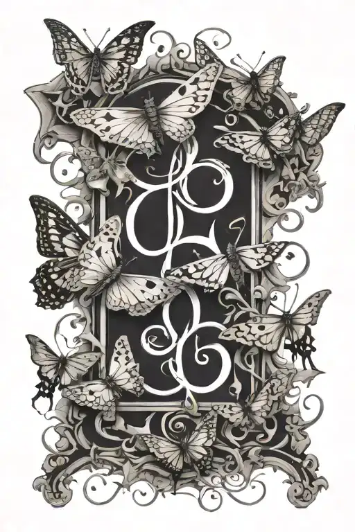 Swarm Of Moths With Music Notes Leading To A Light Spelling Out The Initials Lmg