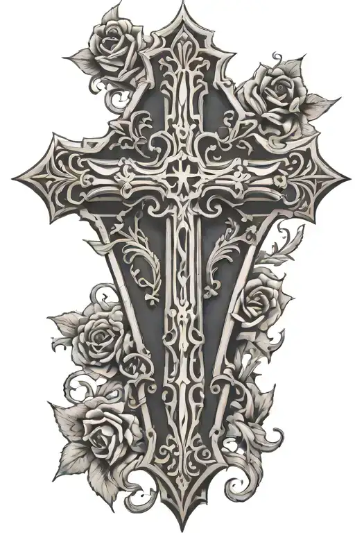 Coffin With Gothic Cross