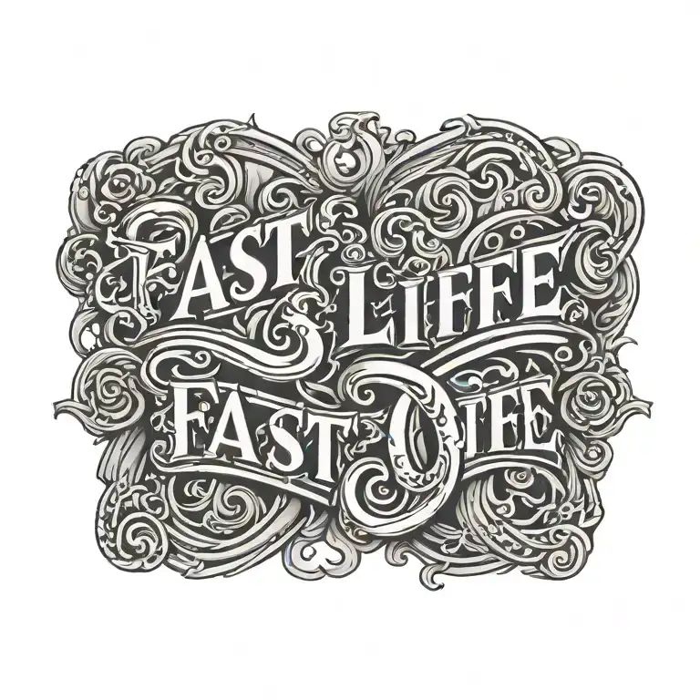 Fast Life Letter Tattoo Design Chicano Style