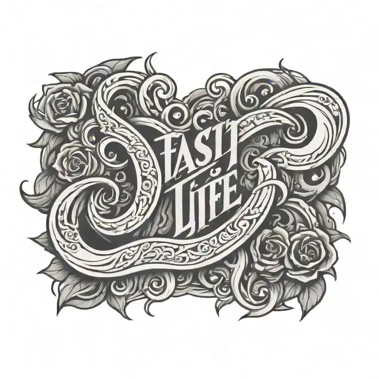 Fast Life Letter Tattoo Design Chicano Style