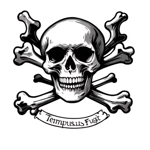 Skull Crossbones Tempus Fugit