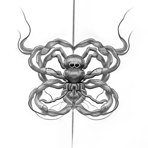 Design A Tattoo That Incorporates Medusa And A Spider In A Black-grey Style