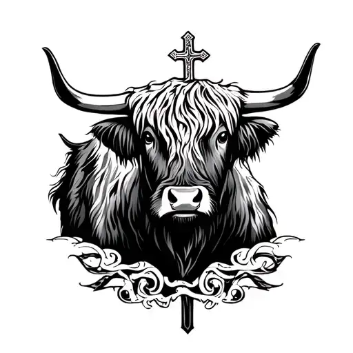 Highland Cow With Holy Cross