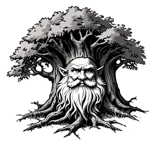 Gnome Hiding Behind Tree