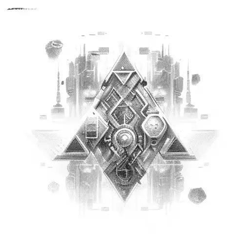 Aant Asti Prambha Symbol Integrated Into A Cyberpunk Cityscape