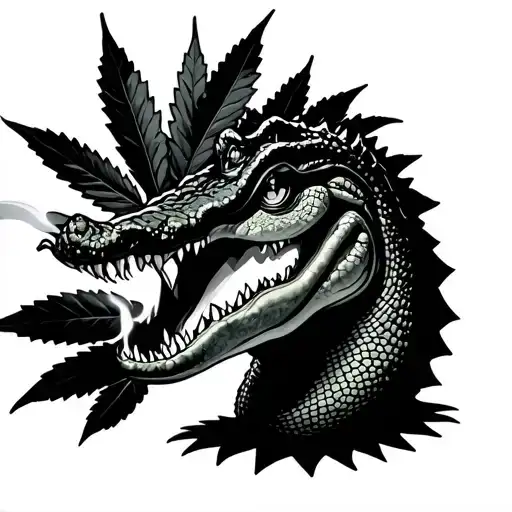 Crocodille Smoking Weed Leaf