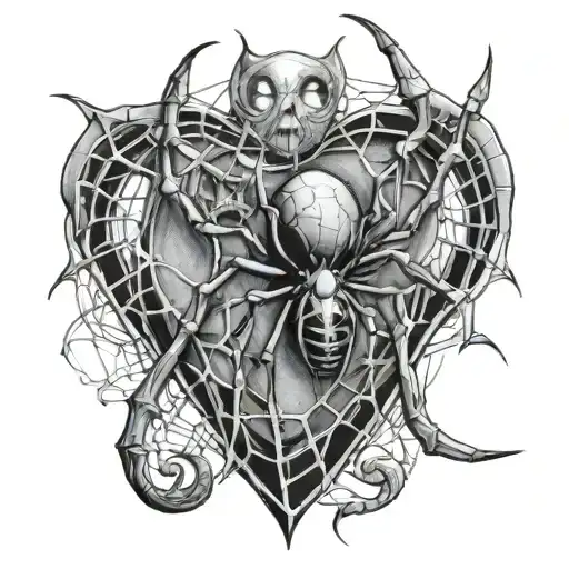 The Spider And The Anatomical Correct Heart In His Web
