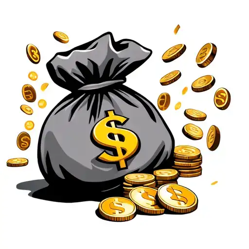 Money Bag With Gold Coins Falling