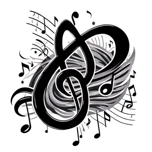 Skateboard Deck With Music Note Intertwined