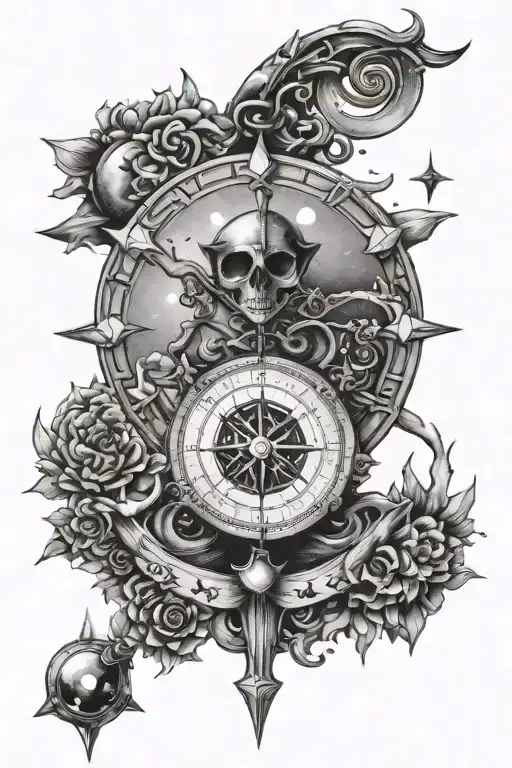 Libra Star Sign With Moon And Stars And Compass