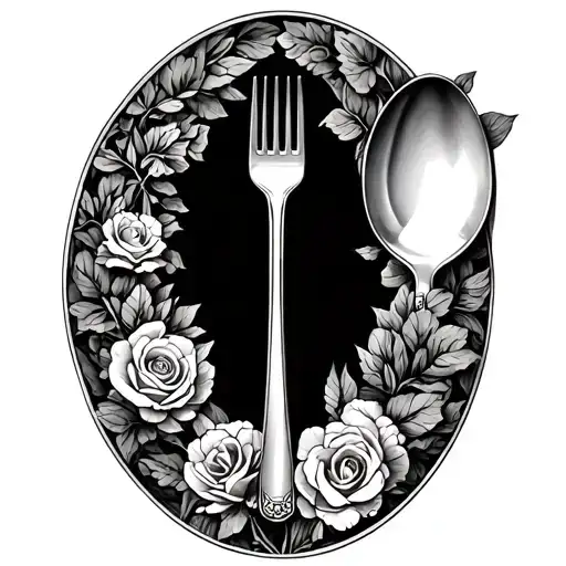 Oval Portrait With Spoon And Fork Inside Representing The Client's Love