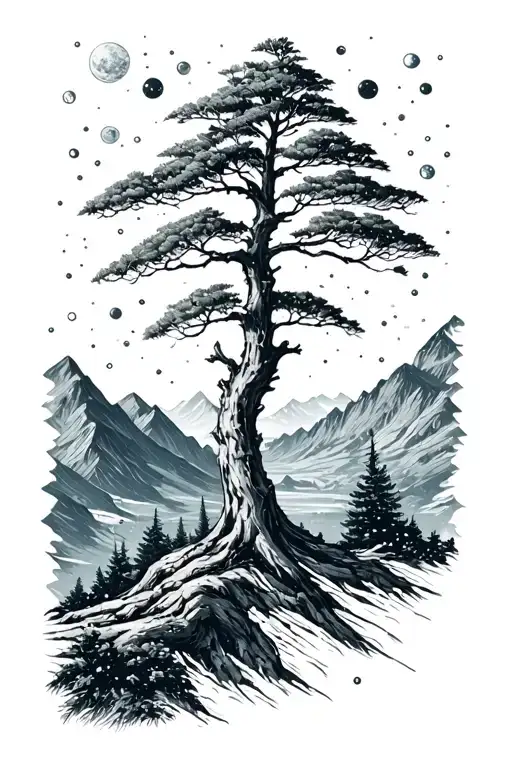 Rowan Tree In Front Of Mountains And Space
