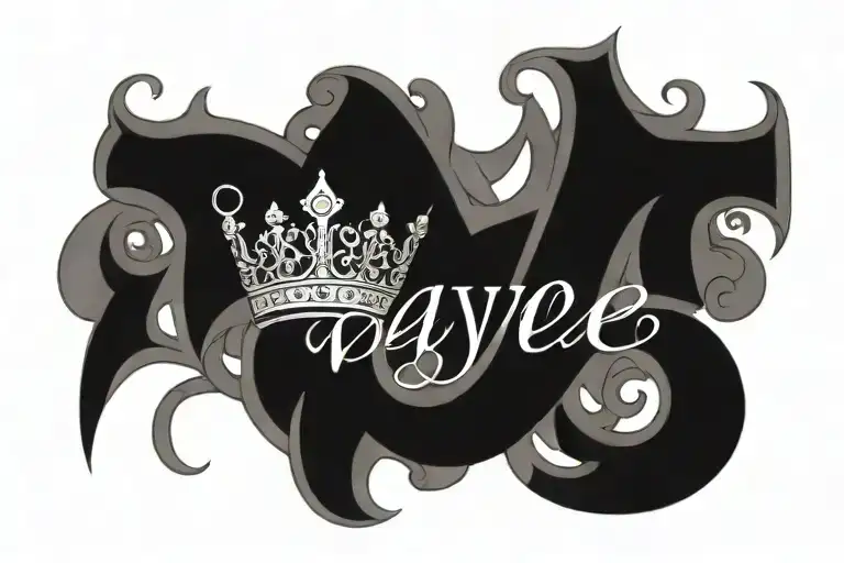Name Tattoo With Crown On Letter W Spelling Wayne