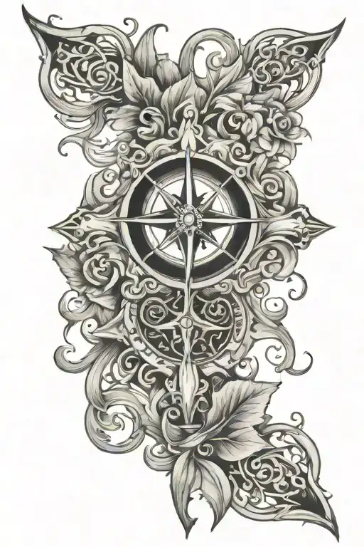 Cross With Compass Rose Vine