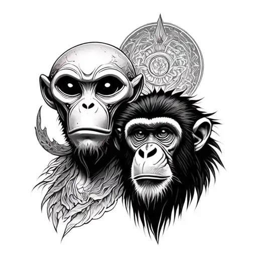 God As A Alien And Adam As A Monkey