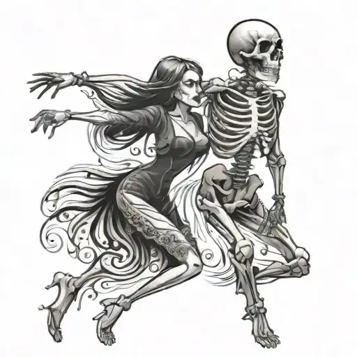 Skeleton Dancing With Woman