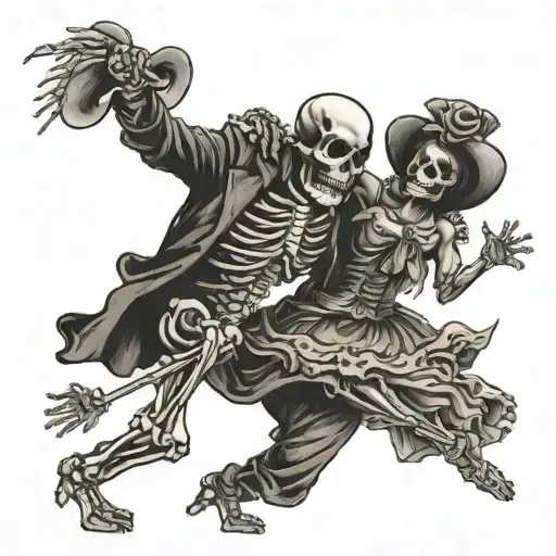 Skeleton Dancing With Woman