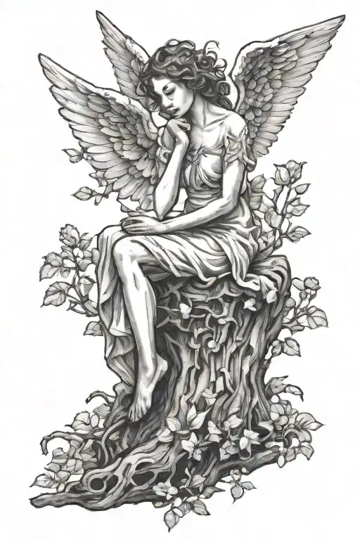 Angel Sitting On Tree