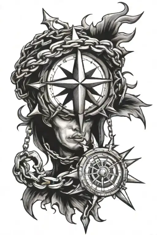 Crown Of Thorns With Compass And Chains