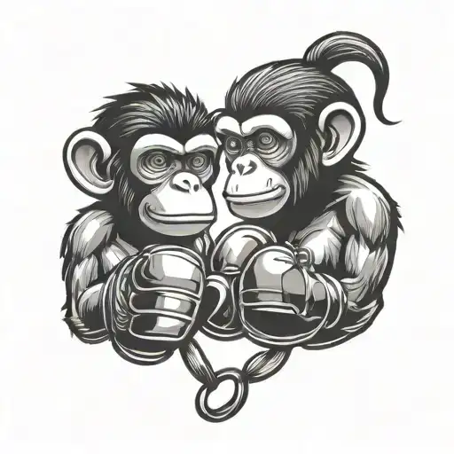 Monkey Boxing Gloves Hanging