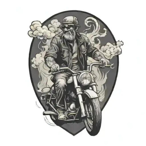 Smoking Biker Riding
