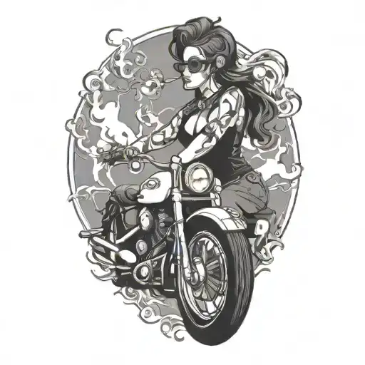 Smoking Biker Girl Riding Motorcycles
