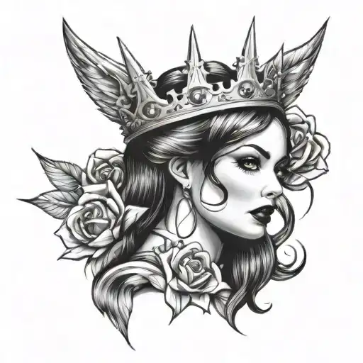 Pin Up Girl With Thorn Crown