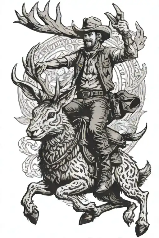 Cowboy Riding A Jackalope