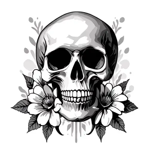 Skull With Flowers