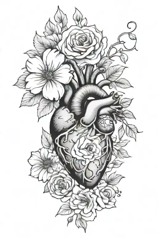 Floral With Anatomical Heart
