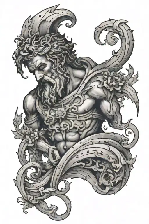 Italian God Figure Surrounded