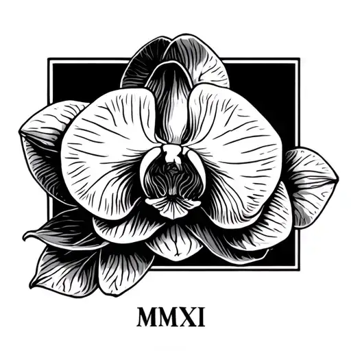 Roman Numerals Mmxii With Orchid Behind