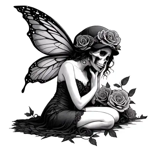 Head Cap Rose Death Fairy Sitting
