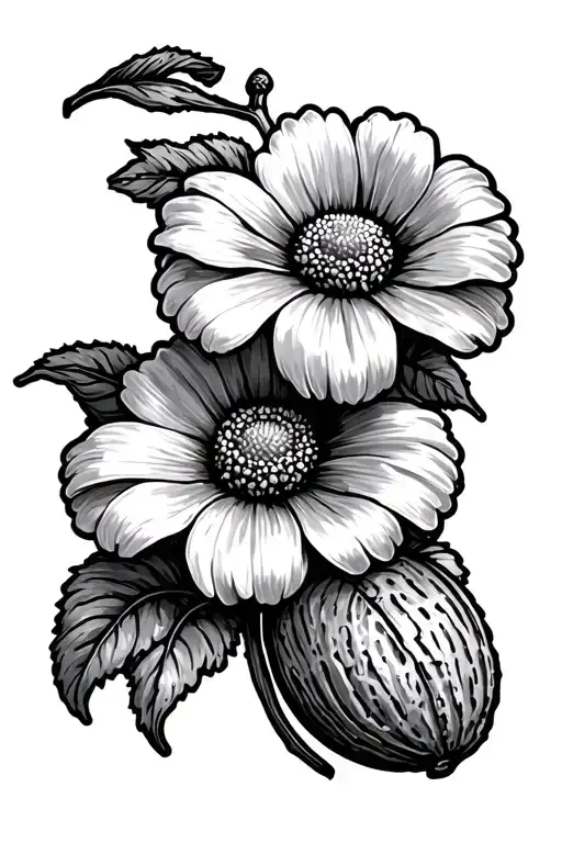 Flower And The Stem Is The Word Peanut In Cursive Writing