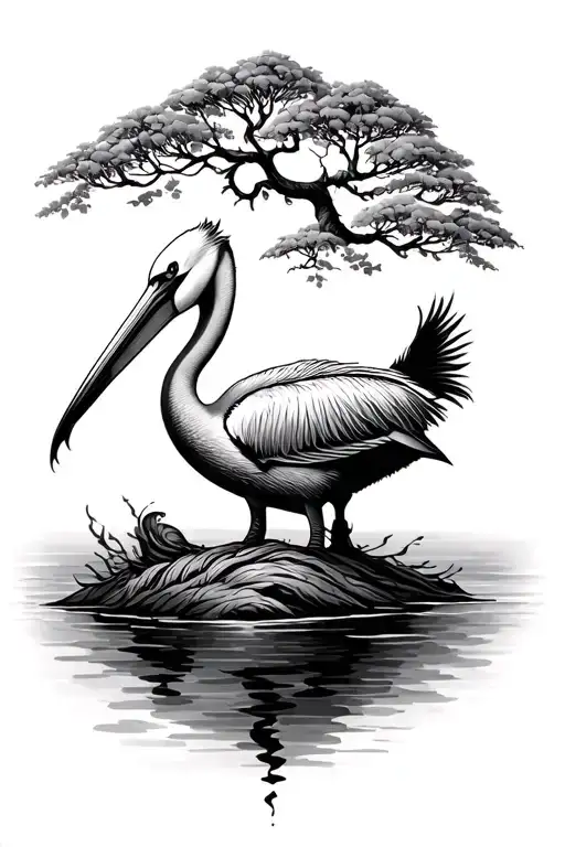 Tree Of Motherhood And Life And Pelican And Feminine