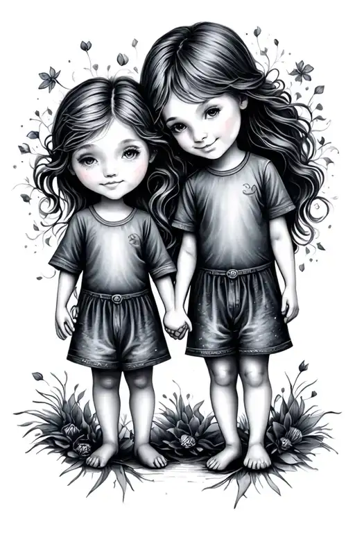 Daughter And Son Holding Hands