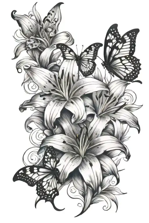 Lily Flowers And Butterflies