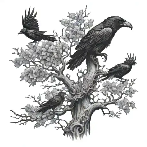 Posion Tree With Ravens Flying