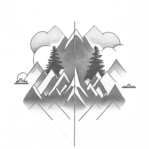 Nature With Mountain And Evergreens