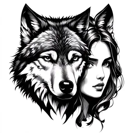 Wolf And Women Face