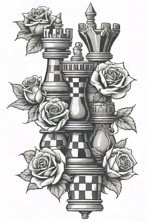 Roses And Chess Pieces