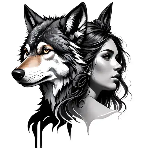 Wolf And Women Face