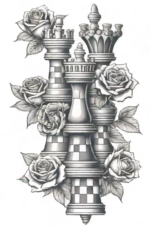 Roses And Chess Pieces
