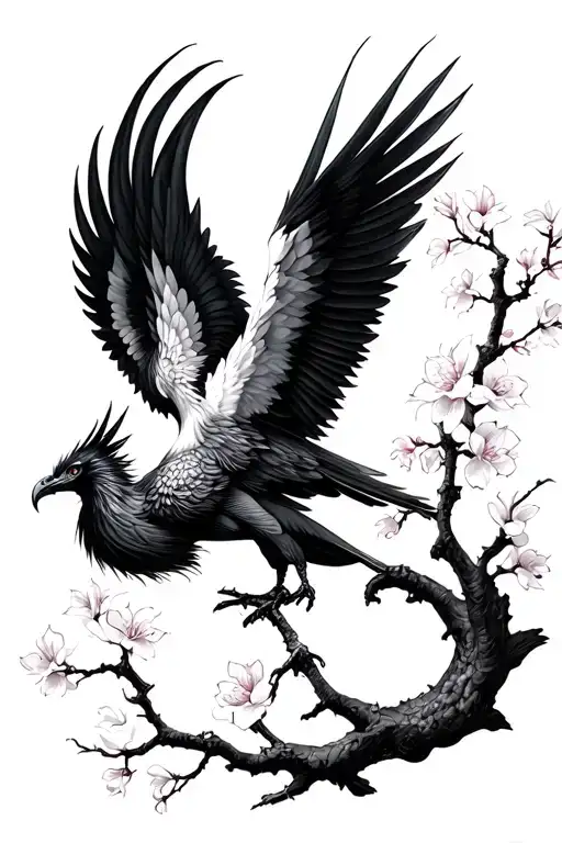 Phoenix And Cherry Blossoms
