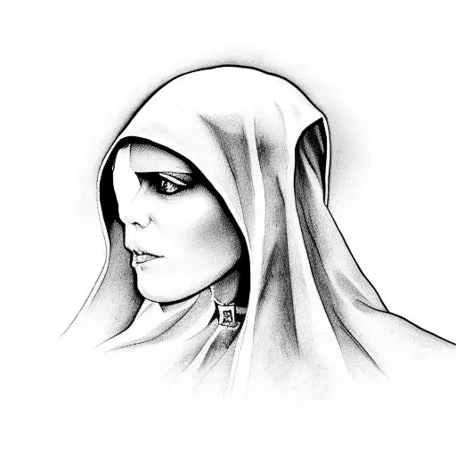 A Silhouette Of The Nun Lurking In A Haunted Forest