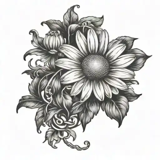 Daisy Flower With Vines Growing