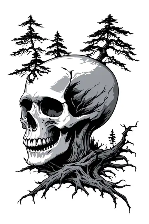 Skull With Trees Bla